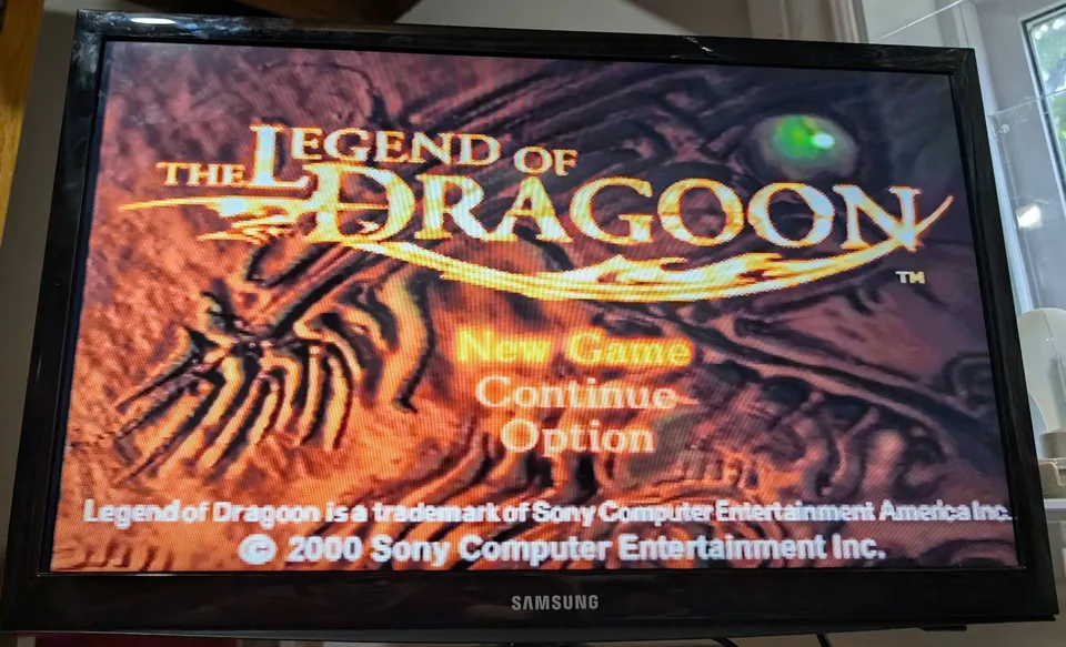 Legend of Dragoon's title screen, running off the untouched console.