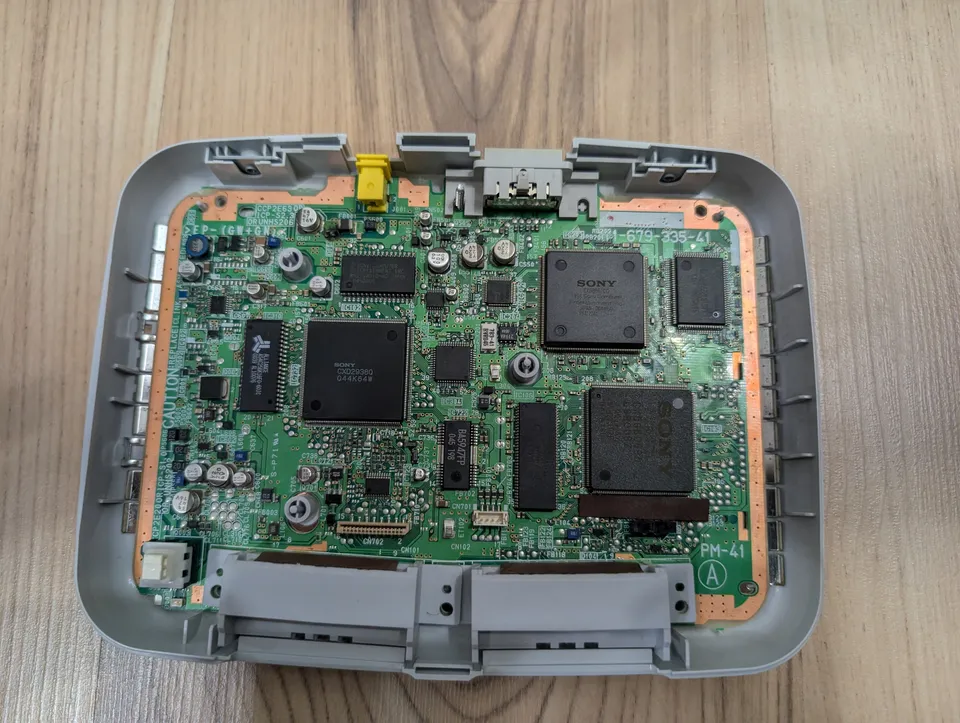 The board after cleaning, back in the bottom shell.