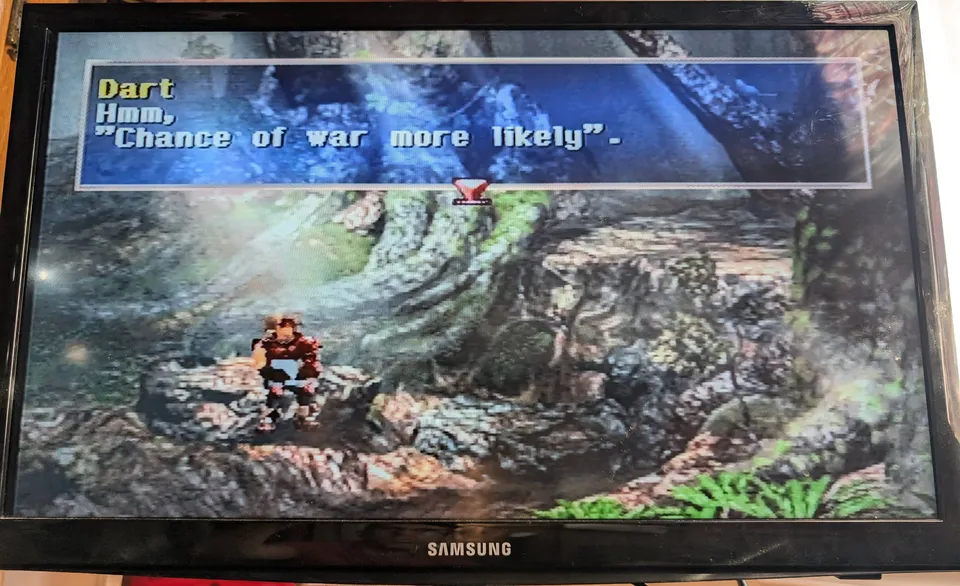 Legend of Dragoon on the finished console. Same scene, no noise.