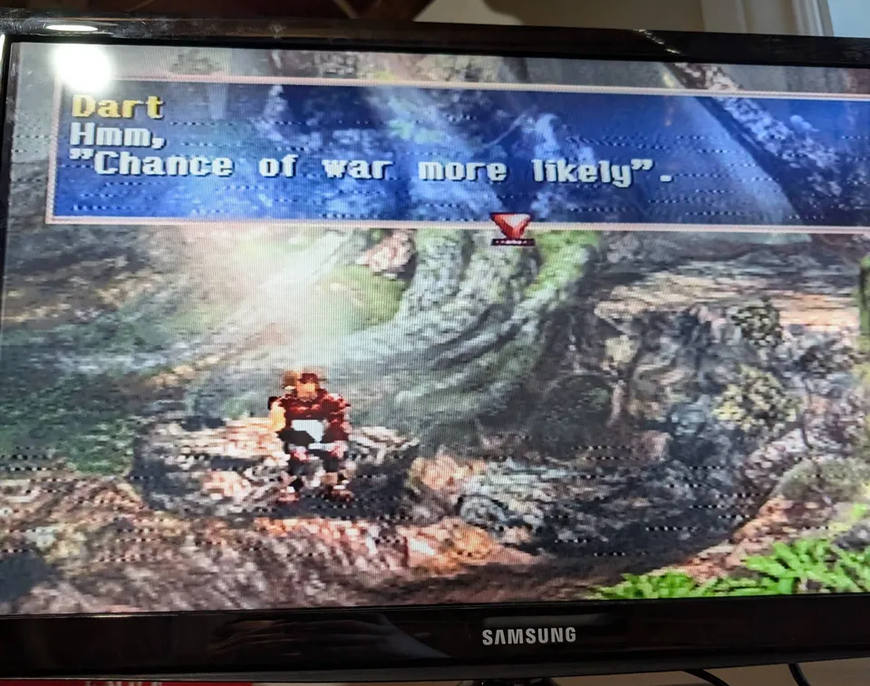 Legend of Dragoon running, with the bands of dots drifting over the image.